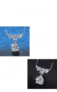 Nahaufnahme des 1,5 Karat Moissanit-Anhängers mit Krappenfassung und eleganter Silberkette