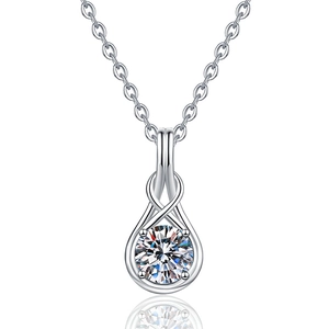Élégant collier moissanite en argent 925 avec pendentif en forme de goutte torsadée