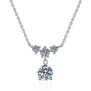 S925 Sterling Silber Moissanite Halskette mit vierreihigem kaskadierendem Anhänger