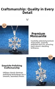 Detailed macro view of S925 sterling silver snowflake pendant with 1ct moissanite stones