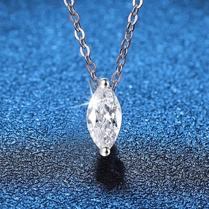 Collier Pendentif Moissanite 1ct Taille Marquise Chaîne Argent Sterling 925 Bijoux Moissanite Couleur D Cadeau Femme