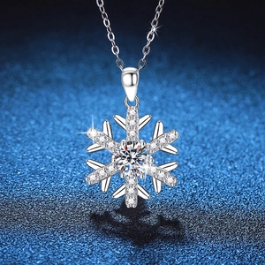 925 Sterling Silver Moissanite Snowflake Necklace Sparkling Ice Flower Pendant For Women Christmas Valentine Gift Fine Jewelry