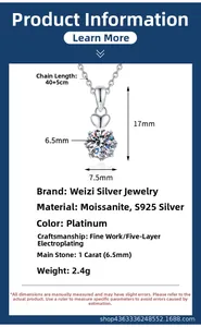 Macro shot of 1 carat moissanite pendant with heart shaped bail in S925 sterling silver