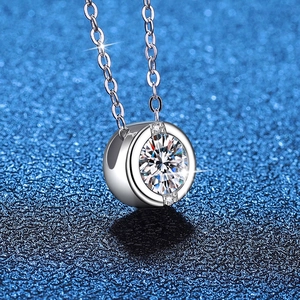 Collier bulle français en argent S925 avec pendentif en moissanite de 1 carat