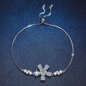 S925 sterling silver cherry blossom bracelet with sparkling stones and adjustable slider