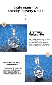 Macro detail of s925 silver Mobius pendant with brilliant 1ct Moissanite diamond