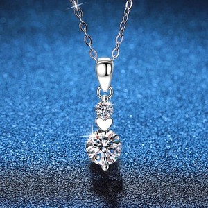 Collana in Argento Sterling 925 Con Moissanite Per Donna Ciondolo Cuore Taglio Rotondo Brillante Gioielli di Lusso Eleganti