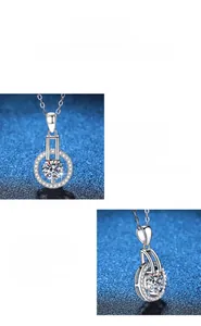 Vue détaillée du collier pendentif étoile en argent S925 et moissanite avec poli raffiné