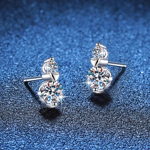 Elegant S925 sterling silver drop earrings with heart motif and D color moissanite stones