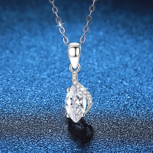 S925 Sterling Silver Angel Eye Pendant Necklace For Women Marquise Cut Moissanite Rhinestone Luxury Fashion Jewelry
