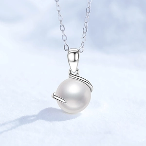 Élégant Collier Pendentif Perle d'Eau Douce en Argent Sterling 925 Avec Moissanite Incrustée Bijoux de Perles Blanches pour Femmes Cadeau Minimaliste
