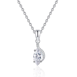 Elegant S925 sterling silver necklace featuring a marquise cut moissanite angel eye pendant