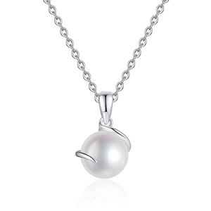 Collier minimaliste en argent sterling S925 avec pendentif perle d'eau douce blanche ronde