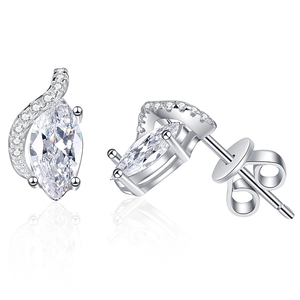 S925 sterling silver marquise cut moissanite stud earrings in angel eye design