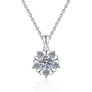 Collier élégant en argent S925 avec pendentif flocon de neige et Moissanite de 1 carat