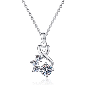 Elegant 925 sterling silver necklace featuring a 1 carat moissanite ribbon pendant