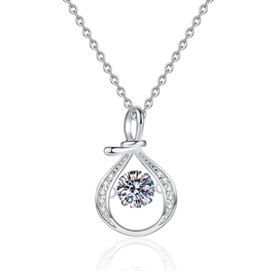 S925 sterling silver dancing moissanite pendant necklace with water drop design