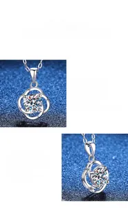 Détail du collier en argent s925 avec moissanite 1 carat et sertissage rotatif