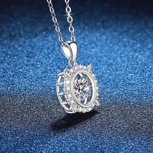 Elegant S925 sterling silver necklace featuring a 1-carat oval moissanite dancing pendant