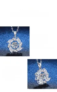 Detailed macro view of S925 silver windmill pendant with premium moissanite centerpiece
