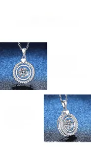 Makroaufnahme von S925 Sterlingsilber Moissanit Anhänger mit Herz-Hohl-Design