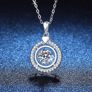 S925 Sterlingsilber Tanzende Moissanit Anhänger Halskette Für Damen Herzform Luxus Funkelnder Rundschliff Schmuck Valentinstag Geschenk