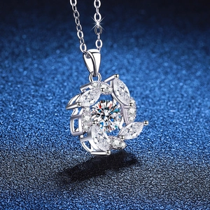 Sparkling S925 sterling silver windmill necklace featuring 1 carat moissanite pendant