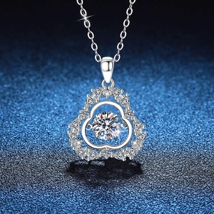 S925 Sterling Silver Moissanite Pendant Necklace For Women Dancing Stone Gourd Heart Shape Platinum Plated Fine Jewelry Wedding Gift