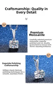 Makro-Detail des 1-Karat-Moissanit-Anhängers mit Vier-Krallen-Fassung und O-Kette