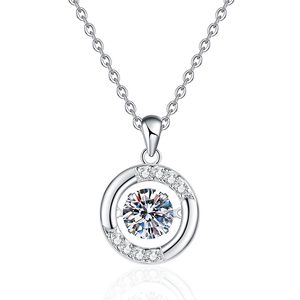 Collier en argent sterling S925 avec pendentif cœur mobile en moissanite 1ct