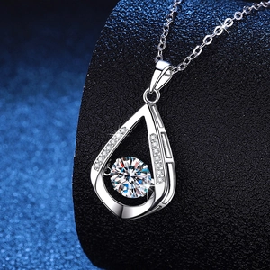 925 Sterling Silver Moissanite Necklace For Women Dancing Stone Waterdrop Pendant Inlaid Zirconia Elegant Jewelry Gift