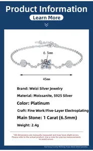 Macro detail of S925 silver bracelet featuring 1 carat round moissanite with heart design