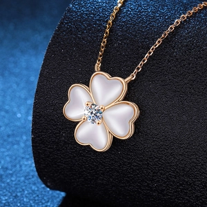 Collier Pendentif Trèfle À Quatre Feuilles Moissanite Argent Sterling 925 Nacre Forme De Coeur Bijoux Élégants