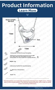 Moissanite S925 silver heart necklace detail with 40+5cm chain length and 4mm stone