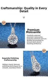 Dettaglio macro del ciondolo in moissanite da 1 carato con castone a corona e catena a O