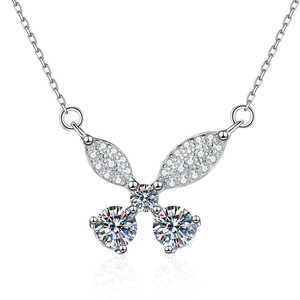 925 sterling silver butterfly necklace with 1 carat moissanite and sparkling gemstones
