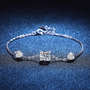 Classic 925 Sterling Silver Bracelet For Women Adjustable Heart Moissanite D Color Moissanite Fine Jewelry Bracelet Gift