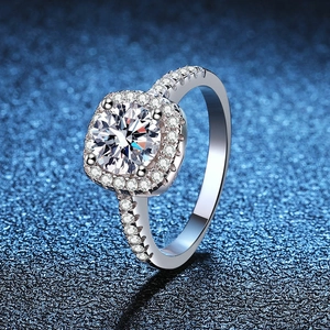 925 Sterlingsilber Moissanit Ring Für Damen 1 Karat Quadratischer Halo Rundschliff Moissanit Verlobung Hochzeit Ring