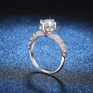 925 Sterling Silver Moissanite Ring Angel Wings Design Luxurious Round Cut Engagement Ring For Women Elegant Jewelry Gift