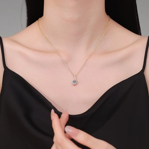 Elegant 1 carat Moissanite music note pendant necklace in S925 sterling silver for women