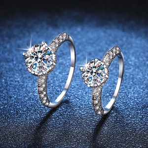 925 Sterling Silver Angel Wing Ring featuring 3 Carat Moissanite with brilliant fire