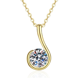 Elegant S925 sterling silver musical note pendant necklace with 1 carat moissanite