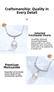 Macro shot of S925 silver smile pendant with natural freshwater pearl and moissanite stones