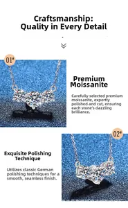 Detailed view of S925 silver necklace featuring three round cut moissanite stones