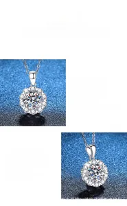 Detailed view of sunflower halo moissanite pendant crafted in polished S925 sterling silver