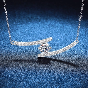 925 Sterling Silver Moissanite Pendant Necklace Korean Gemini Smile U-Shaped Round Moissanite Jewelry Gift For Women