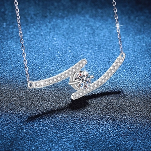 925 Sterling Silver Gemini Smile Necklace with 1 Carat Moissanite Cross Pendant