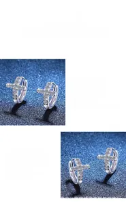 Macro detail of cross moissanite earrings in S925 sterling silver with sparkling stones