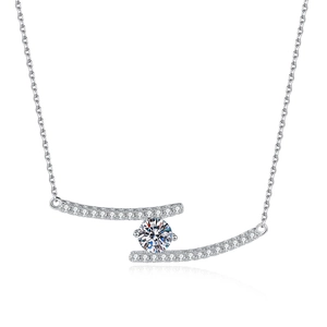 925 Sterling Silver Gemini Smile Necklace with 1 Carat Moissanite Pendant for Women