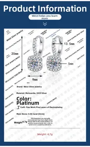 Detailed view of S925 silver halo earrings showing 20mm height and 9mm width dimensions